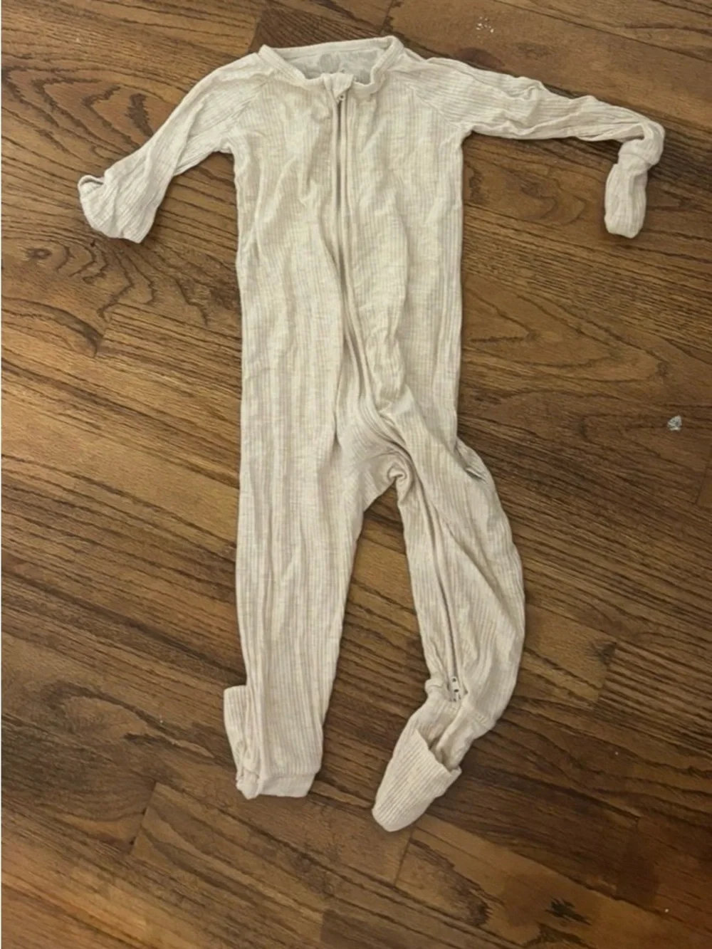 Little Sleepies Oatmeal Ribbed Footie Zipper Pajamas